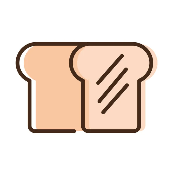 Pan en rodajas pastelería línea de panadería y relleno icono de estilo — Vector de stock