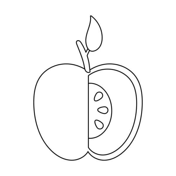 Manzana fresca sin una porción fruta línea de la naturaleza icono de estilo — Vector de stock