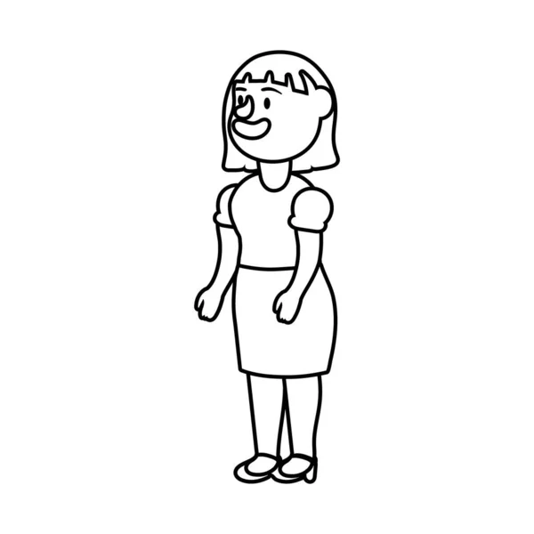 Vieille femme personne personnage ligne style icône — Image vectorielle