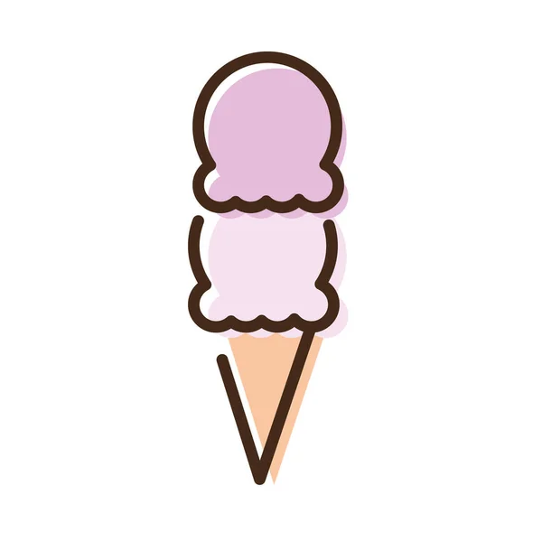 Вкусная линия мороженого и икона стиля заливки — стоковый вектор