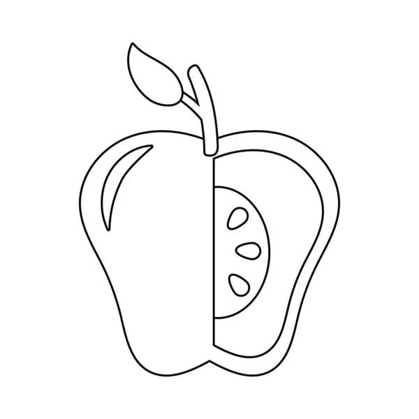 Manzana fresca sin una porción fruta línea de la naturaleza icono de estilo — Vector de stock