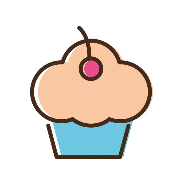 Süße Cupcake köstliche Linie und füllen Stil-Symbol — Stockvektor