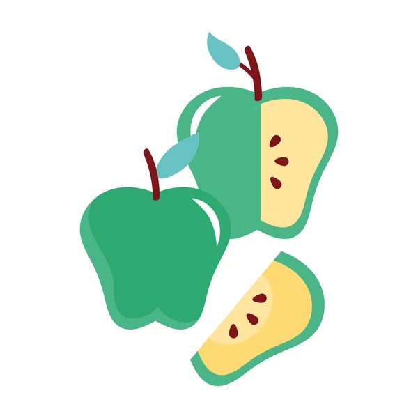 แอปเปิ้ลผลไม้สดสีเขียวไอคอนธรรมชาติ — ภาพเวกเตอร์สต็อก