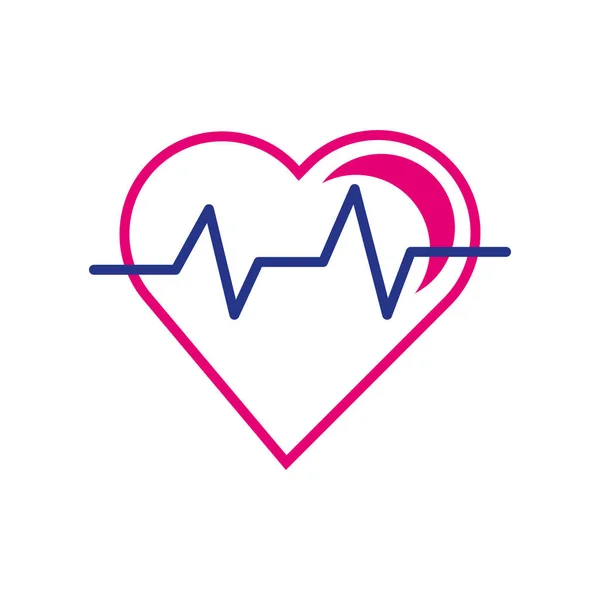 Corazón línea de cardio e icono de estilo de relleno — Archivo Imágenes Vectoriales