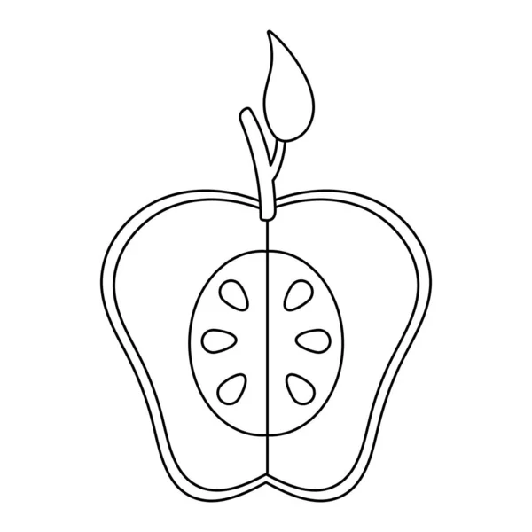 Halb Apfel frisches Obst Natur Linie Stil-Ikone — Stockvektor