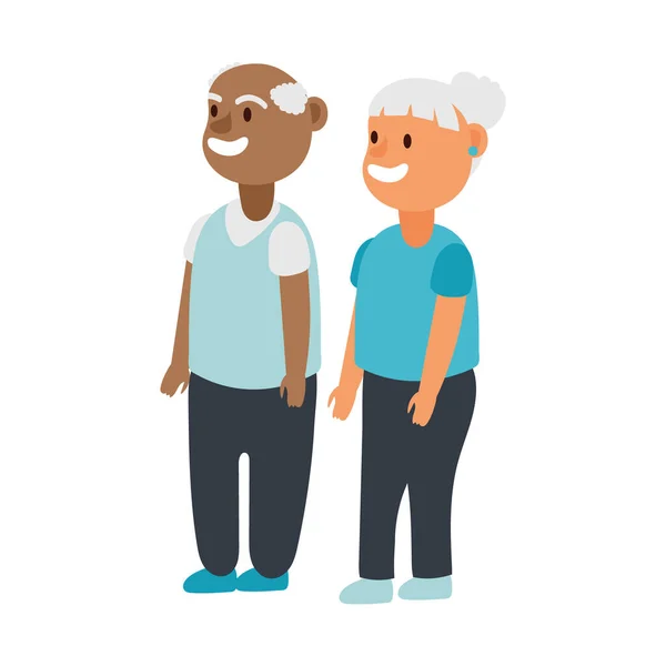 Διαφυλετικοί χαρακτήρες avatars ζευγαριών ηλικιωμένων — Διανυσματικό Αρχείο