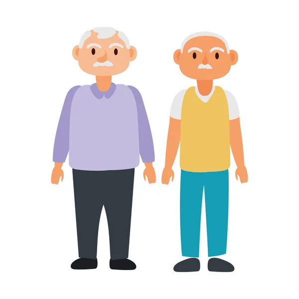Old men group avatars characters — Stock Vector