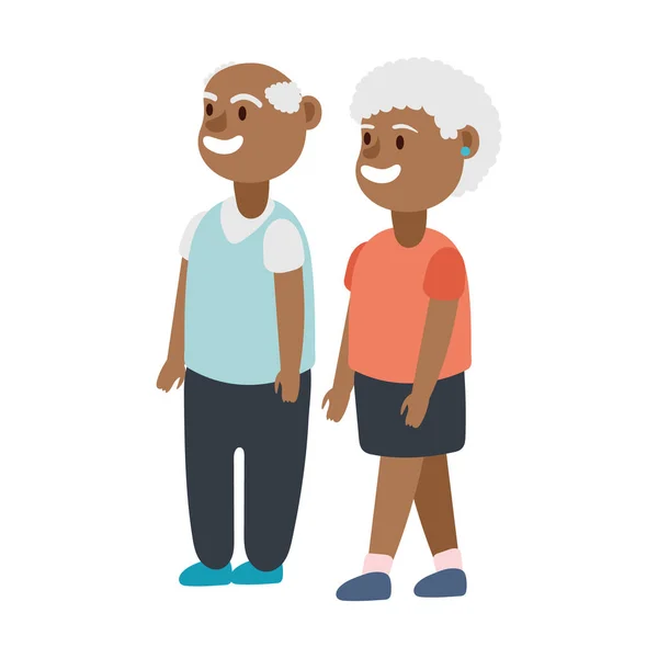 Персонажи afro old couple persons avatars — стоковый вектор