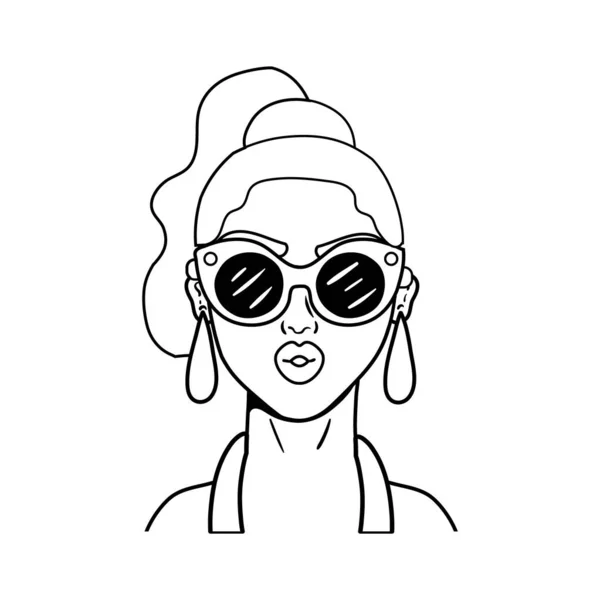 Woman wearing sunglasses pop art style icon — Stock Vector