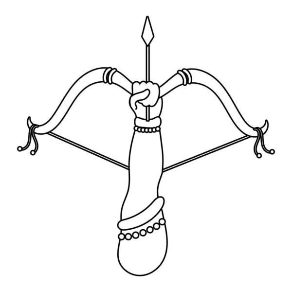 Rama dios mano con arco línea estilo icono — Vector de stock