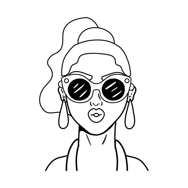 Жінка в сонцезахисних окулярах іконка стилю поп-арт — стоковий вектор