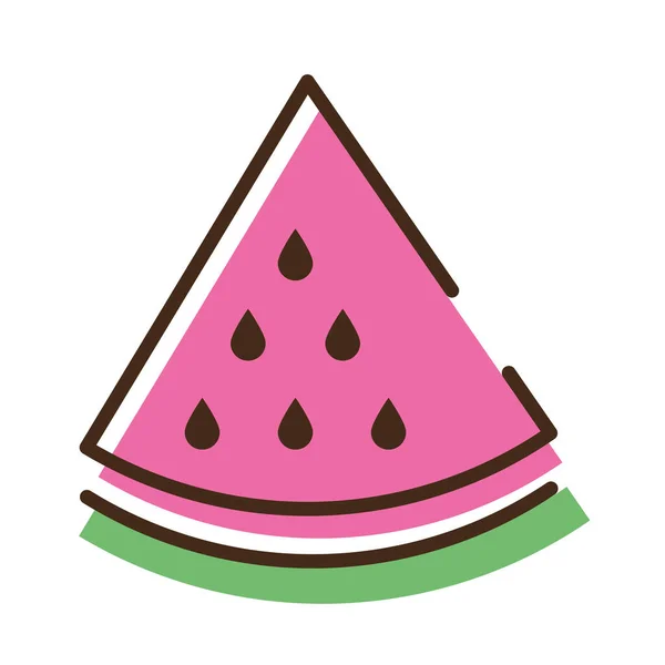 西瓜新鲜果线和填充风格图标 — 图库矢量图片