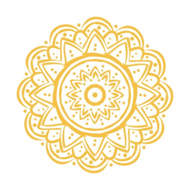 Sarı mandala çiçekli etnik köken izole edilmiş ikon