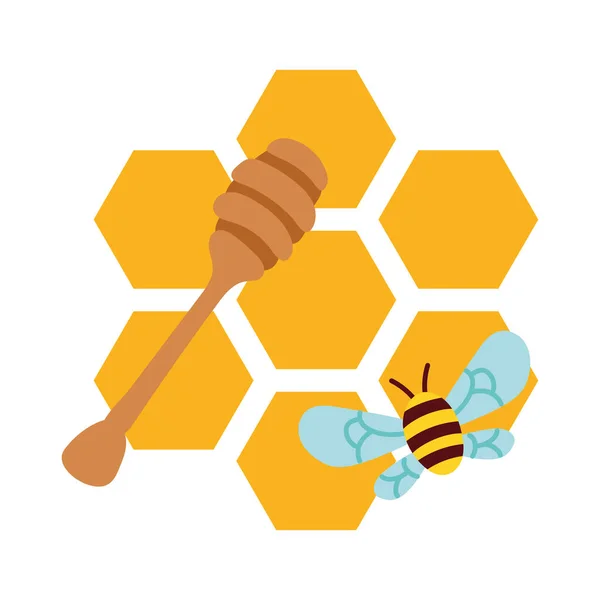 Vormen van honing zoet met bij vliegen — Stockvector