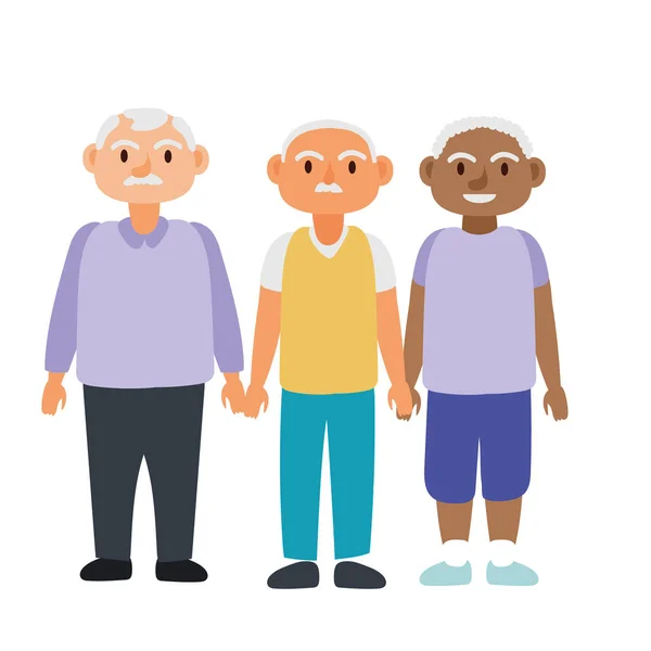 Interracial viejo hombres grupo avatares caracteres — Archivo Imágenes Vectoriales