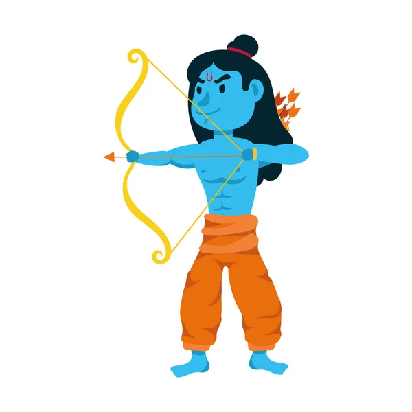 Rama god con carácter de arco — Vector de stock