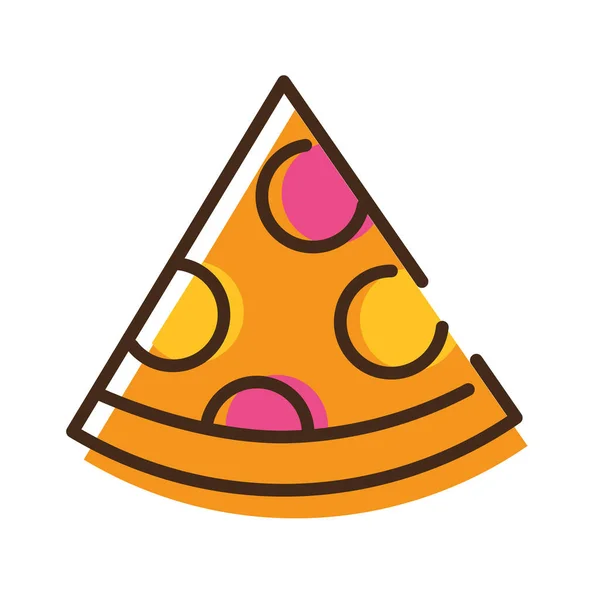 Deliciosa línea de comida rápida pizza italiana e icono de estilo de relleno — Vector de stock