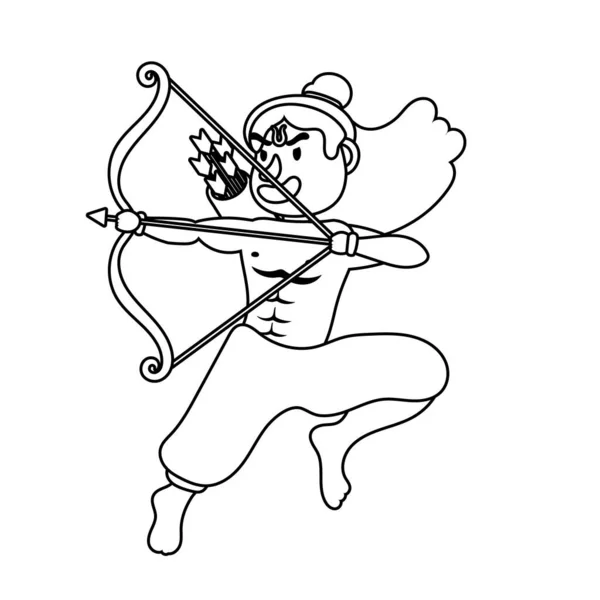 Rama dieu avec arc style ligne de caractère — Image vectorielle