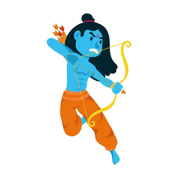 Rama god con carácter de arco — Vector de stock
