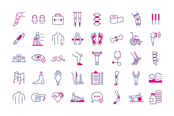 Paquet de quarante icônes handicap ensemble — Image vectorielle