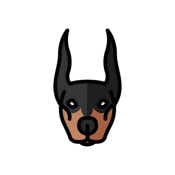 Doberman perro mascota mascota crianza cabeza carácter — Vector de stock