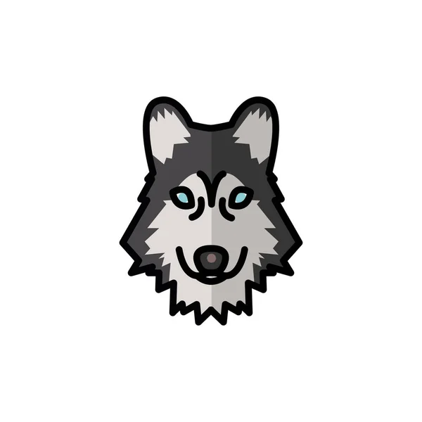 Siberische wolf hond huisdier mascotte ras hoofd karakter — Stockvector