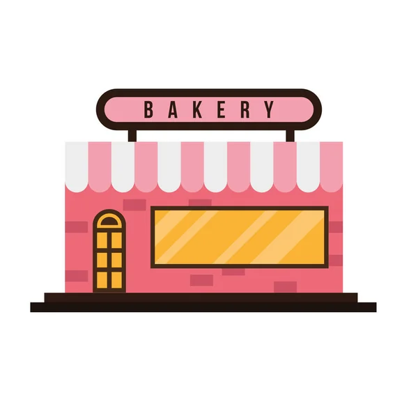 Little bakery store building facade scene — Stock Vector