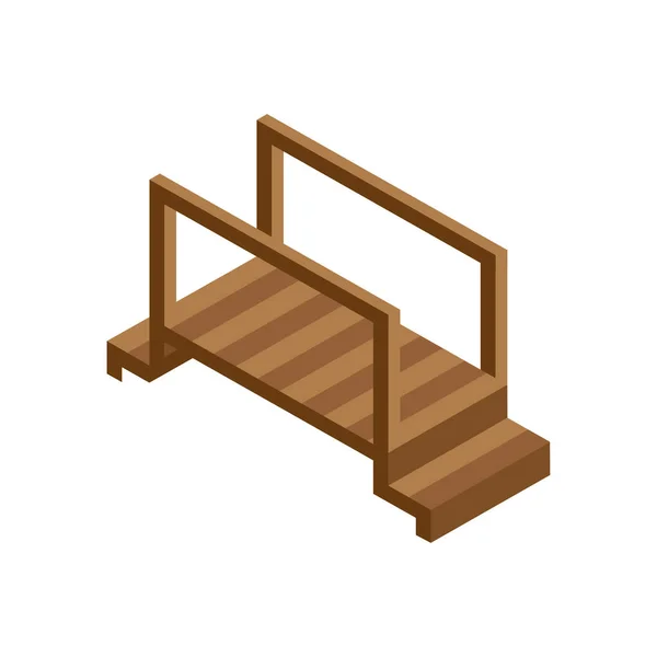 Parc de pont en bois icône de style isométrique — Image vectorielle
