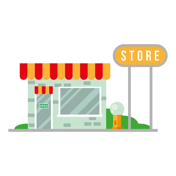 Little store building facade scene — Stock Vector