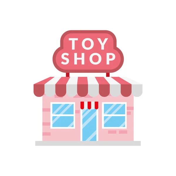 Pequena loja de brinquedos edifício fachada cena — Vetor de Stock
