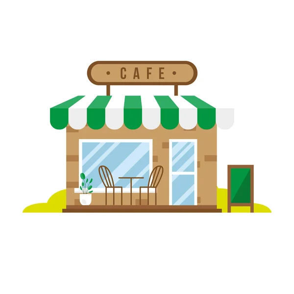 小咖啡店建筑立面场景 — 图库矢量图片
