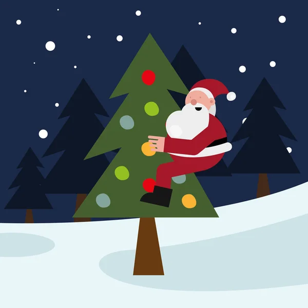 Santa claus en carácter de navidad de pino — Vector de stock