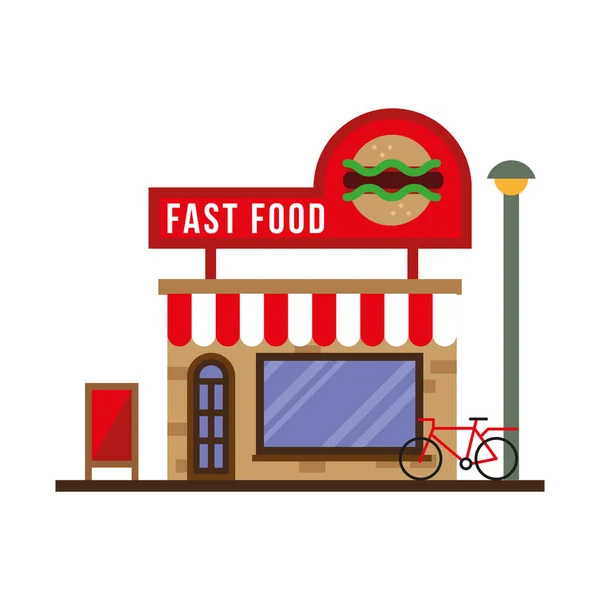Маленькая сцена фасада фасада магазина быстрого питания — стоковый вектор