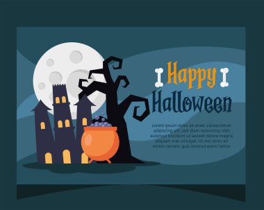 Lanetli şato ve kazanı olan mutlu cadılar bayramı mektupları.