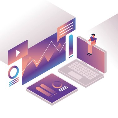 adam ve dizüstü bilgisayarlı grafikler