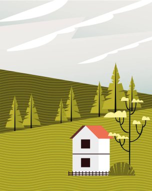 Güzel bir manzara ve kampta bir ev.