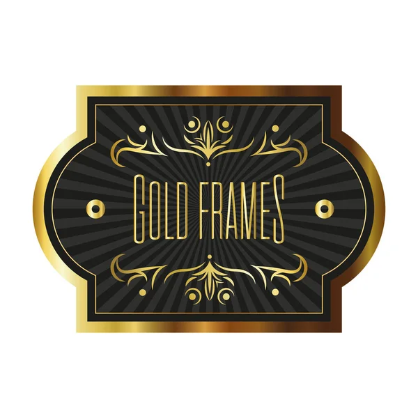 Quadro dourado elegante com letras — Vetor de Stock