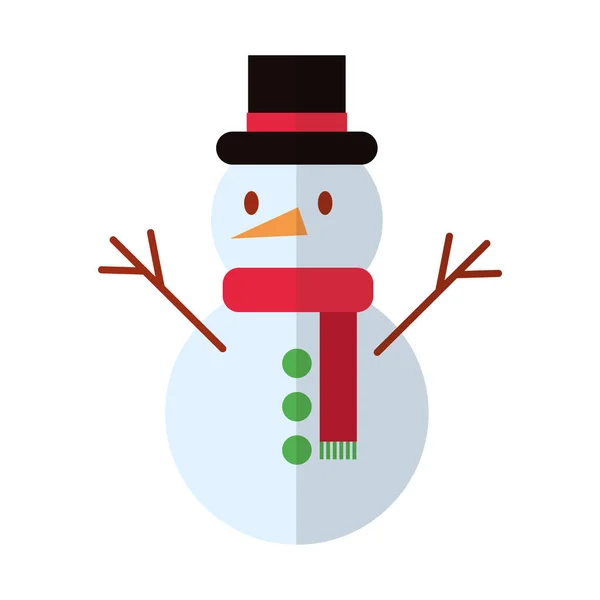 Feliz Navidad muñeco de nieve icono de estilo plano — Vector de stock
