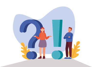 Genç çift soru ve ünlem işaretleriyle kuşkulanıyor