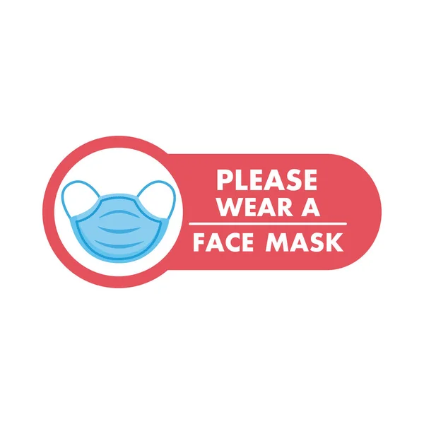 Máscara etiqueta obrigatória etiqueta vermelha com letras e máscara facial —  Vetores de Stock