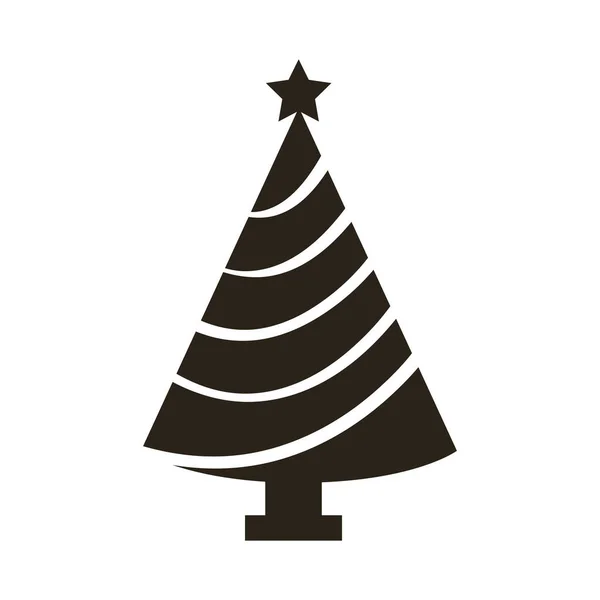 Joyeux noël arbre monochrome avec ruban — Image vectorielle