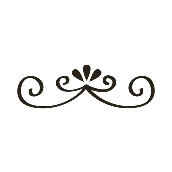 Декоративний вихровий дільник з листям монохромна ікона — стоковий вектор