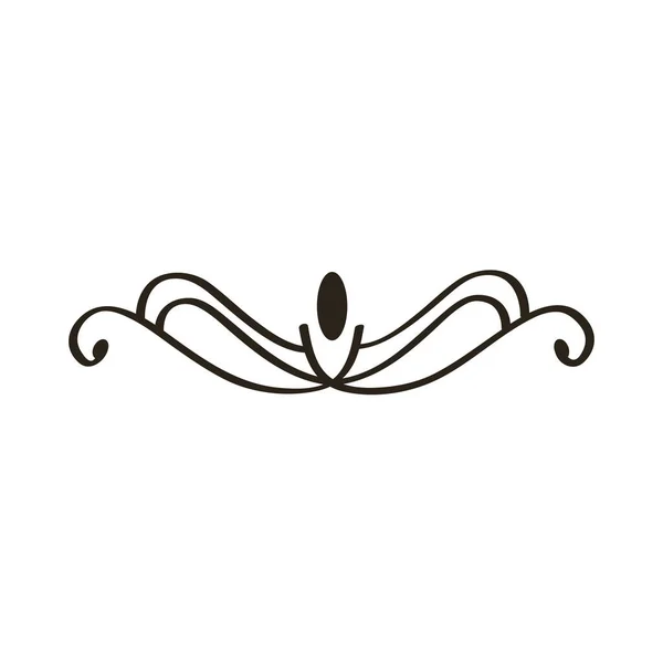 Decorative swirl divider with leaf monochrome icon — Stock Vector