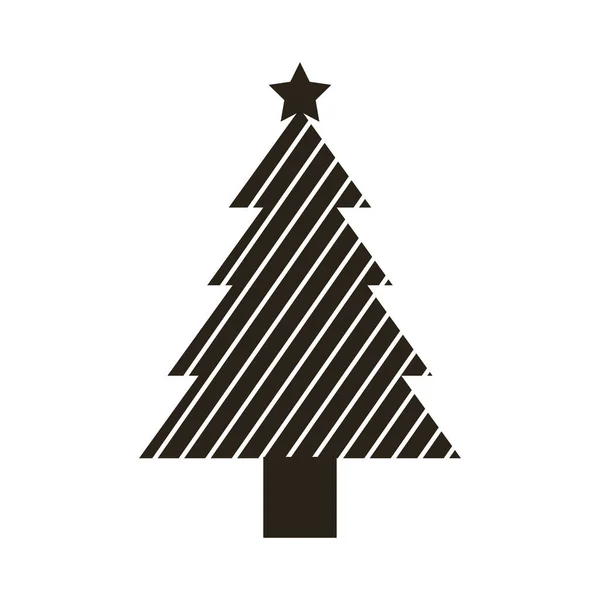 快乐快乐的、带条纹的单色圣诞树 — 图库矢量图片