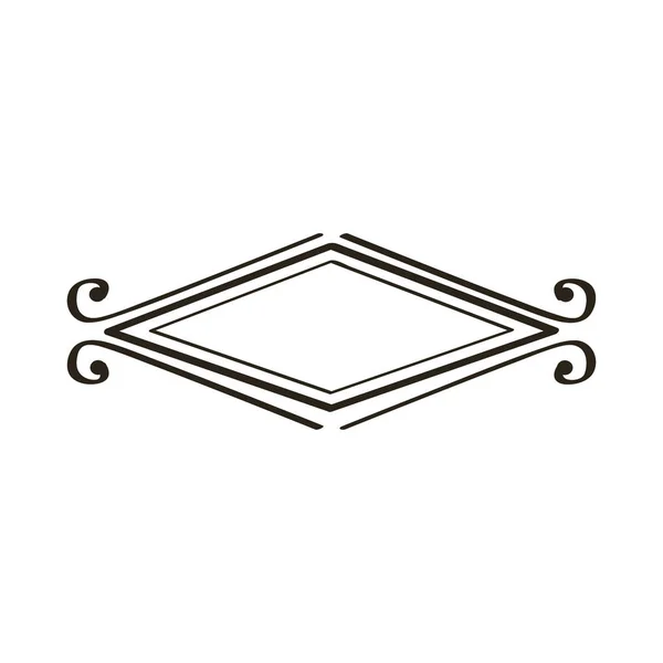 Decorative swirl divider with diamond figure monochrome — Stock Vector