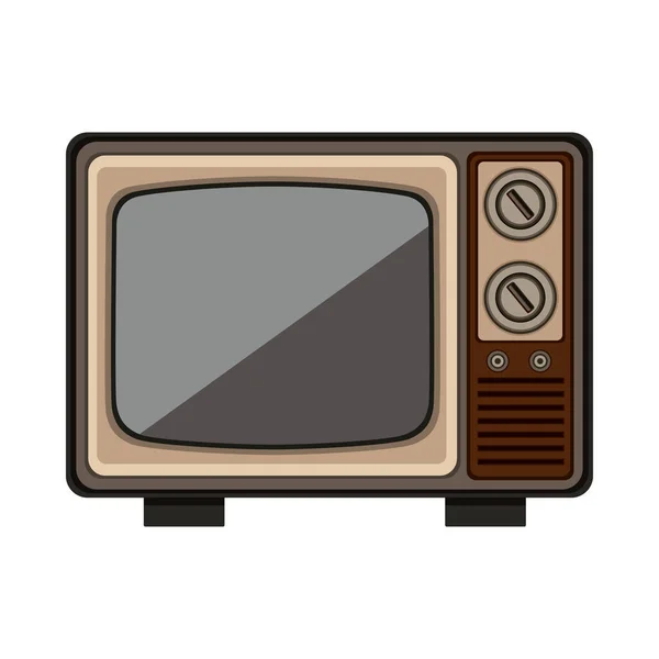 Viejo retro tv aislado icono — Vector de stock