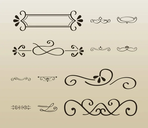 Decorative swirls dividers in beige background — Stock Vector