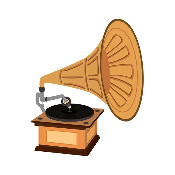 Old retro phonograph device icon — Stock Vector