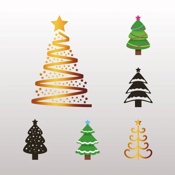 Счастливого Рождества пучок деревьев на сером фоне — стоковый вектор