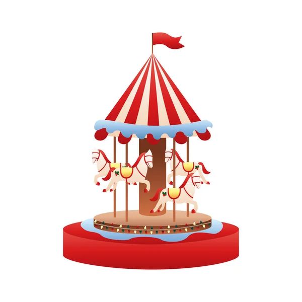 Cute carousel christmas toy icon — Stock Vector